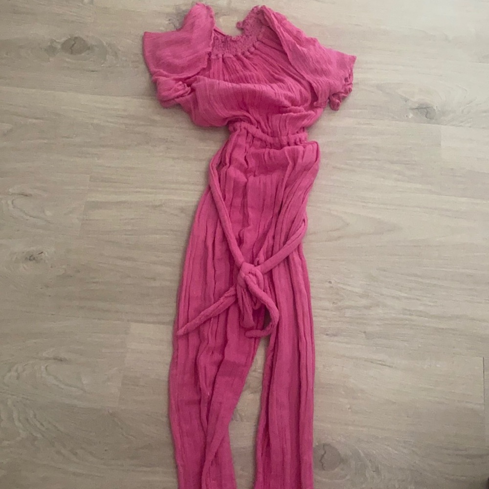 Embroidered Pink Jumpsuit